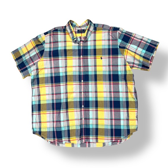 Polo Ralph Lauren Mens Big Tall 3XB 3TG Short Sleeve Plaid Button Down Shirt - Picture 3 of 5